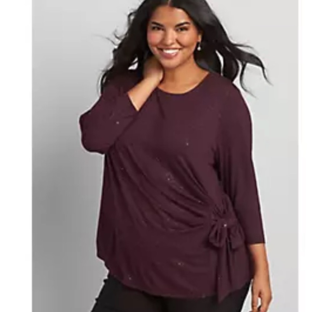Lane Bryant purple side tie top nwt 26/28